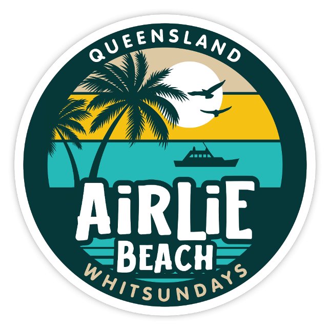 Airlie Beach, Queensland Australien Aufkleber (Airlie Beach, Whitsundays Queensland Australia Retro Round Sticker)
