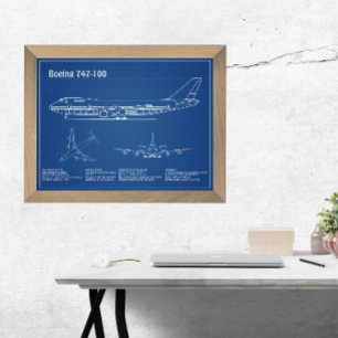 Airliner 747 - Flugzeugkonzept Zeichnend Pläne AD Fotodruck