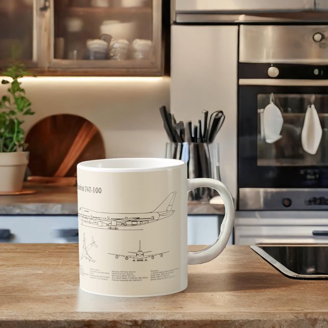 Airliner 747 - Flugzeugkonzept Zeichnend Pläne SD Kaffeetasse (Von Creator hochgeladen)