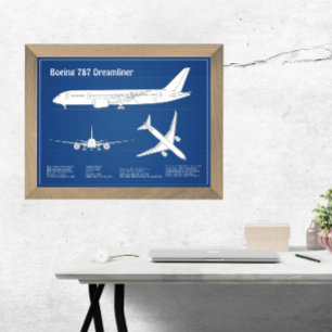 Airliner 787 - Flugzeugkonzept Zeichn Plan ABD Fotodruck