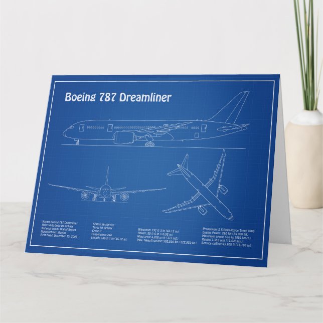 Airliner 787 - Flugzeugkonzept Zeichnend Pläne AD Dankeskarte (Vorderseite)