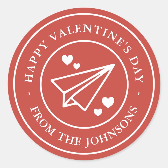 Airmail Valentine Runder Aufkleber (Vorderseite)