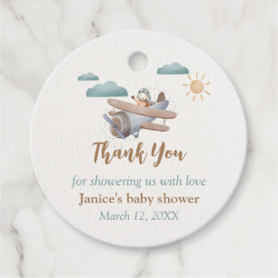 Airplane Baby Shower Fevor Tags Geschenkanhänger