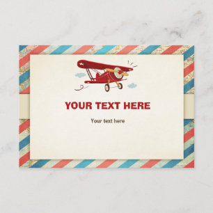 Airplane Babydusche Einsteckkarte Abenteuerreise Einladung