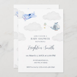 Airplane Babyshower Invitation Einladung
