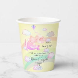 AIRPLANE BEAR pastel clouds rainbow editable Pappbecher