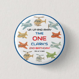 Airplane Boy 1st Birthday | Fun Sky Theme Party Button