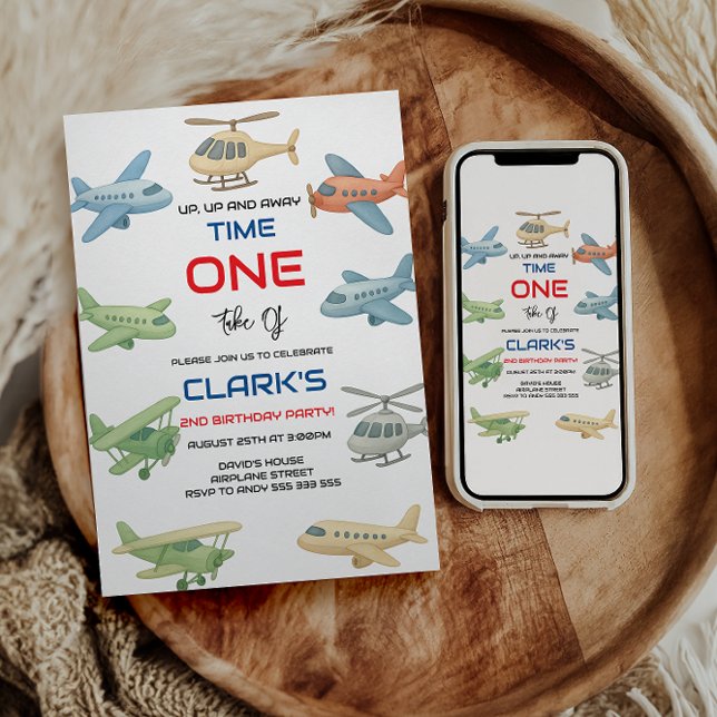 Airplane Boy 1st Birthday | Fun Sky Theme Party Einladung (Von Creator hochgeladen)