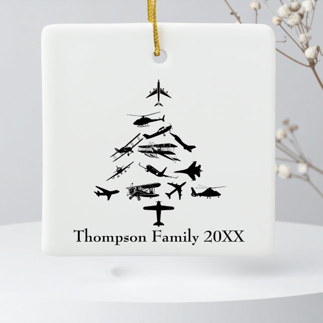 Airplane Christmas Tree Cool Aviation Pilot Custom Keramikornament (Von Creator hochgeladen)