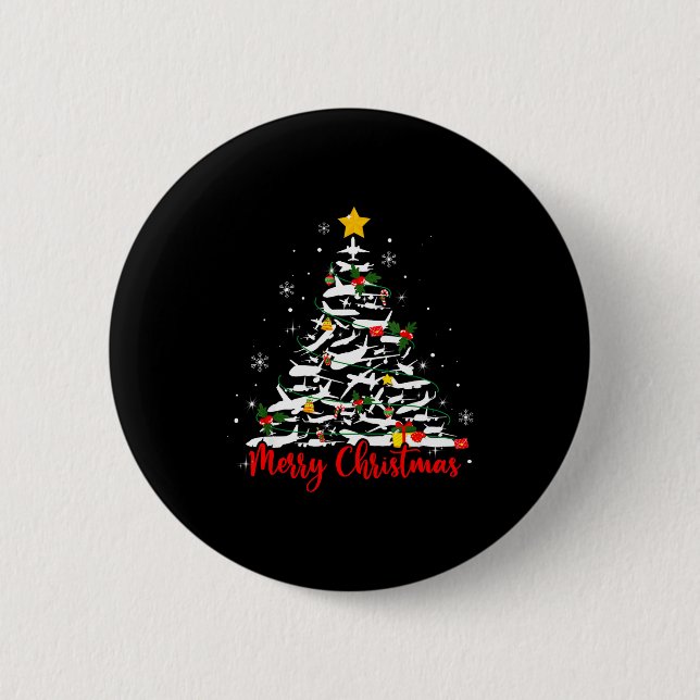Airplane Christmas Tree Most Likely Lot Merry Chri Button (Vorderseite)