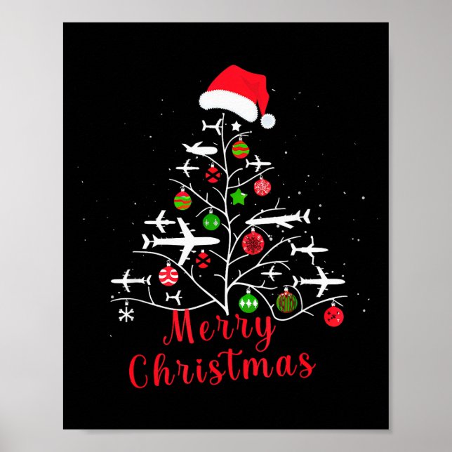 Airplane Christmas Tree Xmas For Men Women Youths  Poster (Vorne)