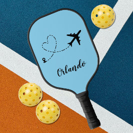 Airplane & Heart Contrail Travel Custom Vacation Pickleball Schläger