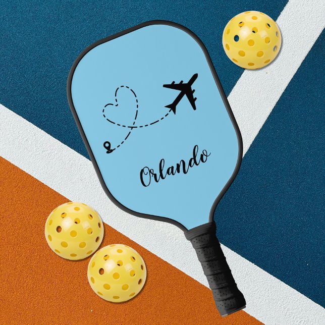  Airplane & Heart Contrail Travel Custom Vacation Pickleball Schläger (Von Creator hochgeladen)