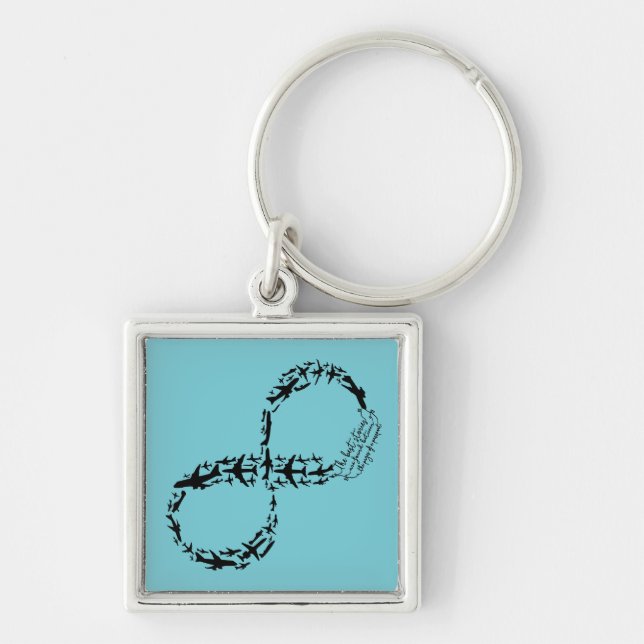 Airplane Infinity Symbol World Traveler Gift Schlüsselanhänger (Vorne)