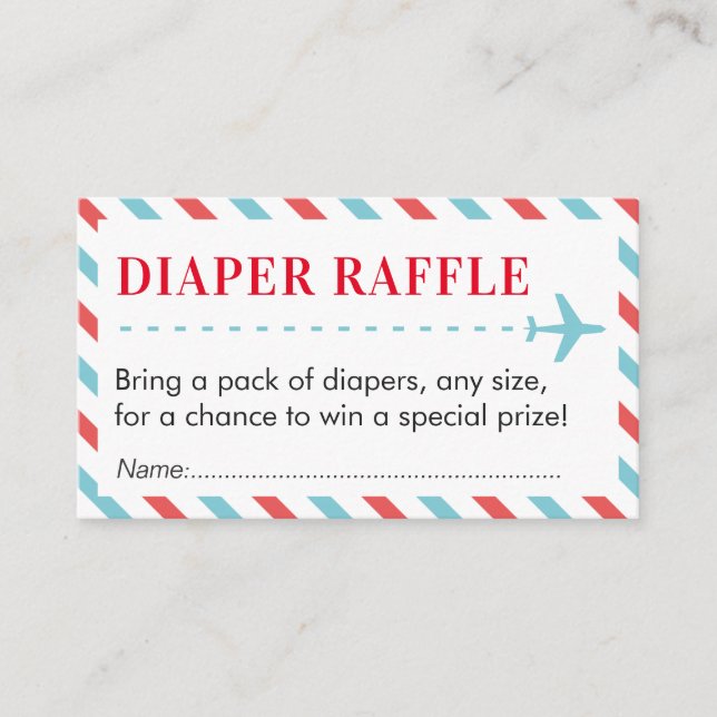 Airplane Reisediaper Raffle Ticket Baby Dusche Begleitkarte (Vorderseite)