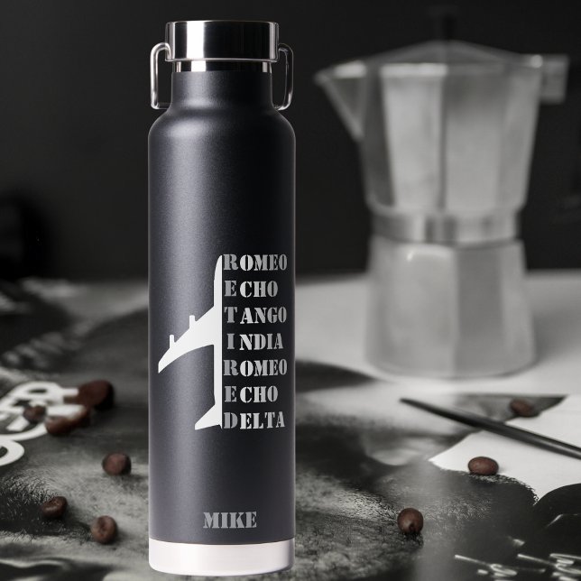 Airplane Retired Nato Phonetic Alphabet Aviation Trinkflasche (Von Creator hochgeladen)