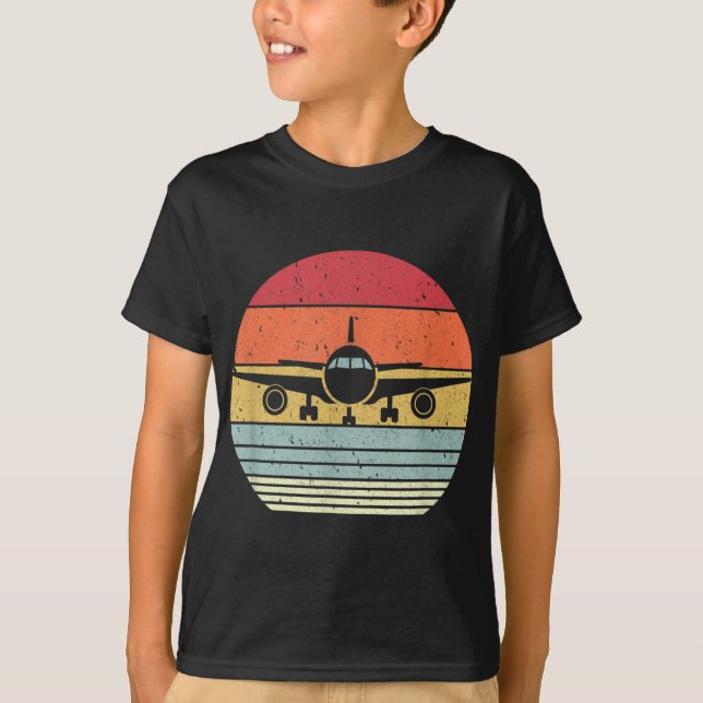 Airplane Retro Style Pilot T-Shirt (Vorderseite)