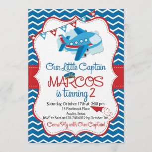 Airplane theme birthday invitation for boys