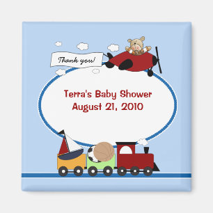 AIRPLANE & TRAIN Baby Dusche Gefallen Magnet