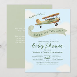 Airplane Vintage Baby Shower Invitation Einladung
