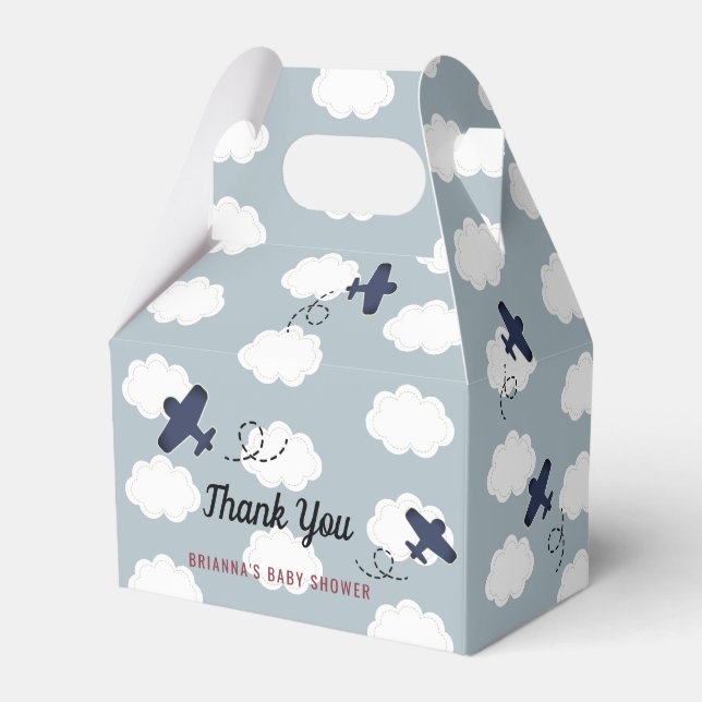 Airplane Wolken Blue Sky Boy Baby Showday Geschenkschachtel (Vorderseite)