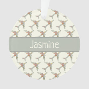 Airplane world map custom name ornament