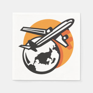 Airplane World Travel Paper Napkins Serviette