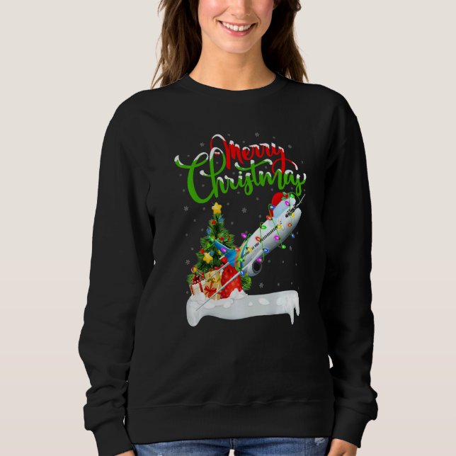 Airplane  Xmas Decorations Santa Airplane Christma Sweatshirt (Vorderseite)