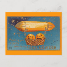 Airship vintage Halloween / Carte postale Zeppelin