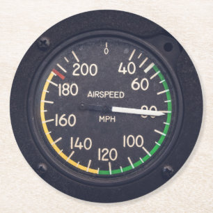 Airspeed Gauge Runder Pappuntersetzer