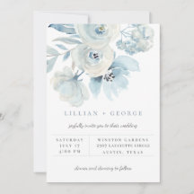 Airy Blue Floral Bouquet Einladung zur Hochzeit