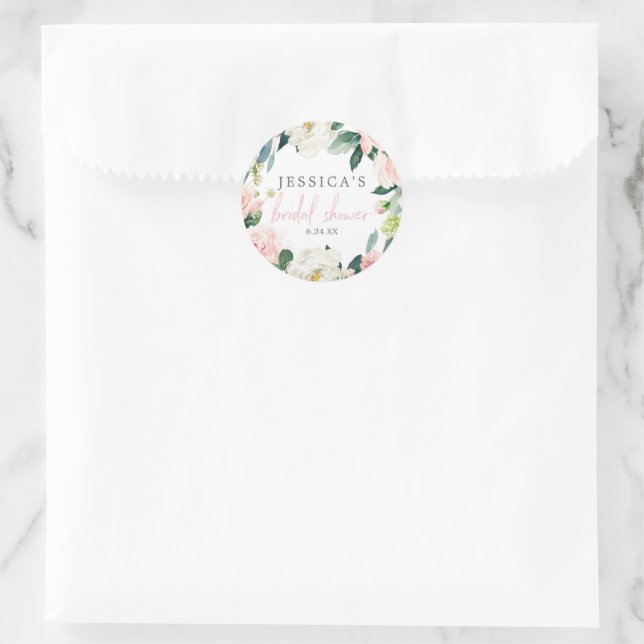 Airy Blush Floral Brautparty Gefallen Stickers (Tasche)