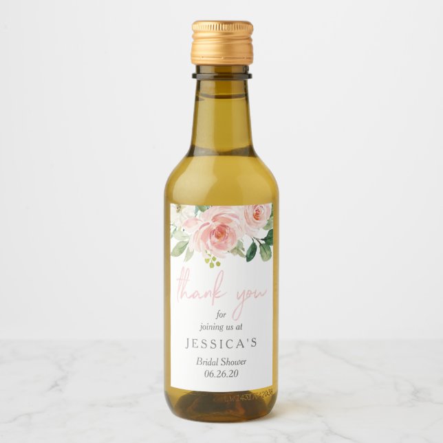 Airy Blush Mini Étiquette bouteille à vin (Devant)
