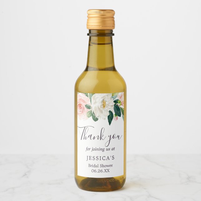 Airy Blush Mini Étiquettes bouteille de vin (Devant)
