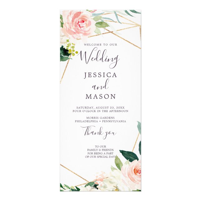 Airy Blush Wedding Program - Zeremonie Programm (Vorne)