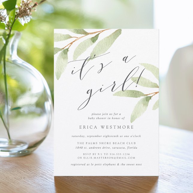 Airy Botanical Baby Shower Einladung (Von Creator hochgeladen)