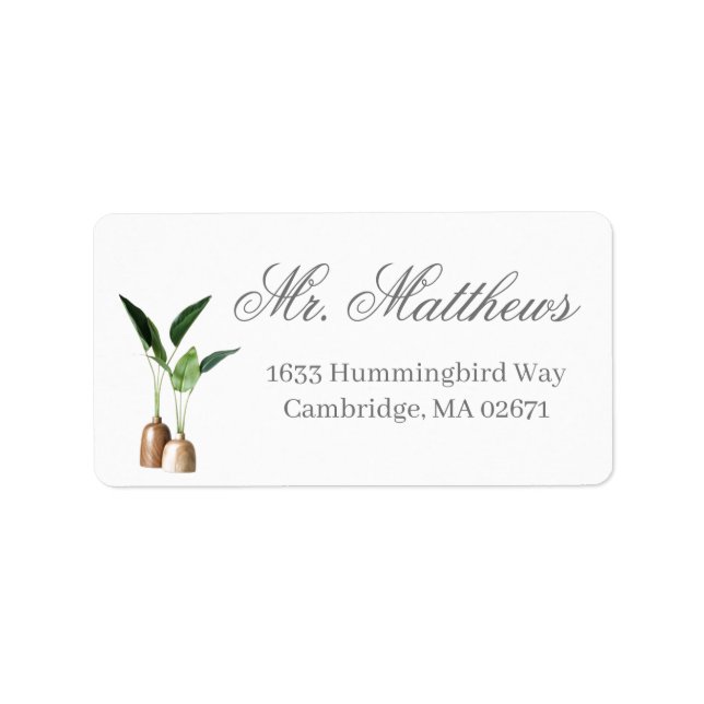 Airy Botanical Return Address Label Adressaufkleber (Vorne)