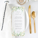Airy Botanical Wedding Menu Card Menükarte<br><div class="desc">Unser elegantes Hochzeitsmenü im Garten bietet Vorspeisen, Vorspeisen und Desserts in elegantem Grau, oben und unten von blühendem pastellfarbenem Wasser und Grün umgeben. Koordiniert mit unserer Botanischen Hochzeitskollektion von Airy. Verwenden Sie die Vorlagenfelder, um Menüinformationen hinzuzufügen, und klicken Sie dann auf "Anpassen", um Elemente bei Bedarf neu zu positionieren. Brauchen...</div>