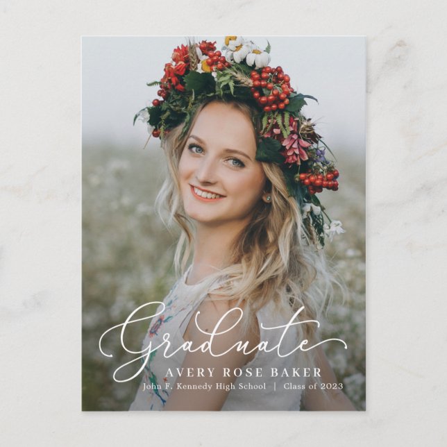 Airy Elegance EDITABLE FARBEN Abschluss Postkarte (Vorderseite)