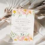 Airy Floral Bat Mitzvah Einladung<br><div class="desc">Elegante Aquarellblüteneinladung für die Fledermaus-Mitzvah Ihrer Tochter umrahmt Ihre religiösen Zeremonie und Party Details mit einem Rahmen von schieren pastellfarbenen Aquarellfarben-Blume in hellpfirsich und rot rosa, mit minzgrünem Blattwerk.</div>