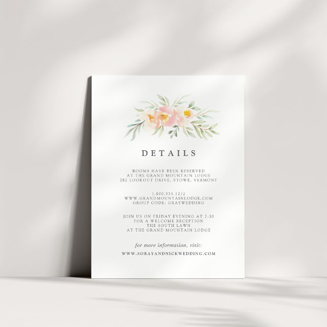 Airy Floral Guest Information Card Begleitkarte (Von Creator hochgeladen)