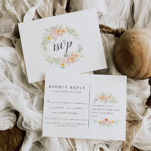 Airy Floral UAWG Postcard mit Speisekarte Einladungspostkarte