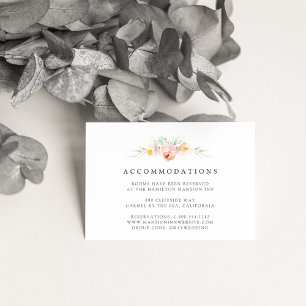 Airy Floral Wedding Hotel Unterkunftskarten Begleitkarte