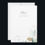 Airy Greenerity und Gold Leaf Wedding Hinweiskarte<br><div class="desc">Diese weitläufige Grün- und Goldblatt-Hochzeitsratenkarte ist ideal für eine moderne Hochzeit und kann für jede Veranstaltung verwendet werden. Das elegante botanische Design besticht durch helle und luftige Eukalyptusfarben in Aquarellfarbe, die mit skurrilen goldenen Glitzer-Blätter besticht. Diese Ratschläge können als Gästebuchalternative für Hochzeitsempfang, Brautparty, Babydusche oder Abschlussfeier verwendet werden. Personalisieren Sie...</div>