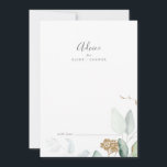 Airy Greenerity und Gold Leaf Wedding Hinweiskarte<br><div class="desc">Diese weitläufige Grün- und Goldblatt-Hochzeitsratenkarte ist ideal für eine moderne Hochzeit und kann für jede Veranstaltung verwendet werden. Das elegante botanische Design besticht durch helle und luftige Eukalyptusfarben in Aquarellfarbe, die mit skurrilen goldenen Glitzer-Blätter besticht. Diese Ratschläge können als Gästebuchalternative für Hochzeitsempfang, Brautparty, Babydusche oder Abschlussfeier verwendet werden. Personalisieren Sie...</div>