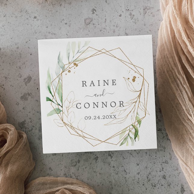 Airy Greenerity und Gold Leaf Wedding Serviette (Von Creator hochgeladen)