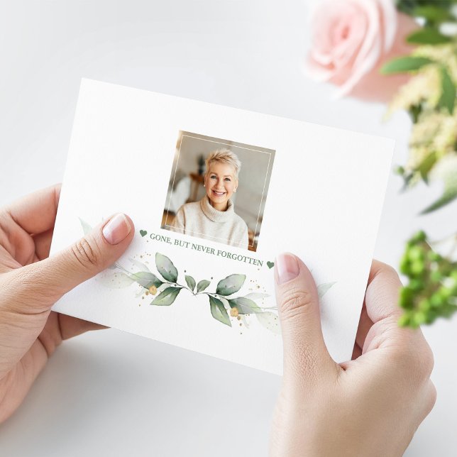 Airy Greenery Eukalyptus Celebration of Life Dankeskarte (celebration of life thank you, greenery photo thank you card, in loving memory thank you card)