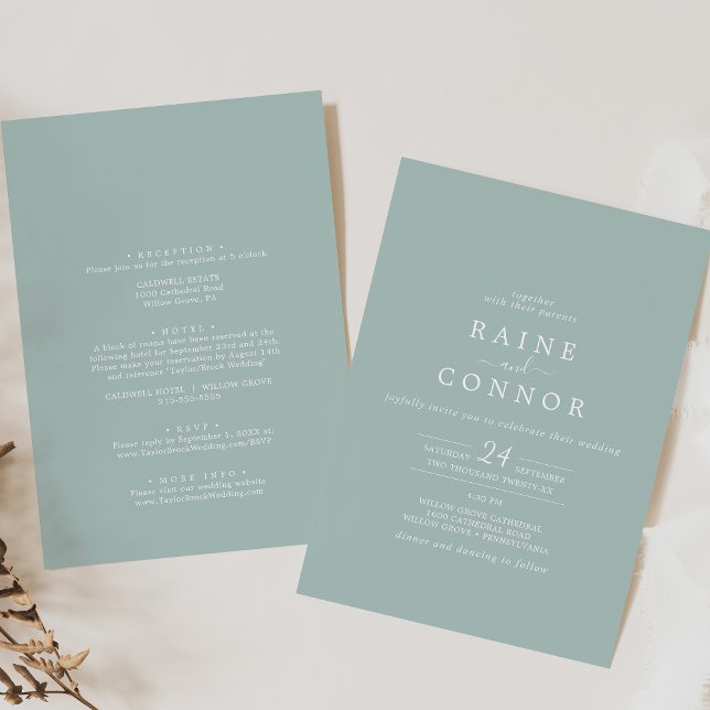 Airy Greenery koordiniert alles in einer Hochzeit Einladung (Von Creator hochgeladen)