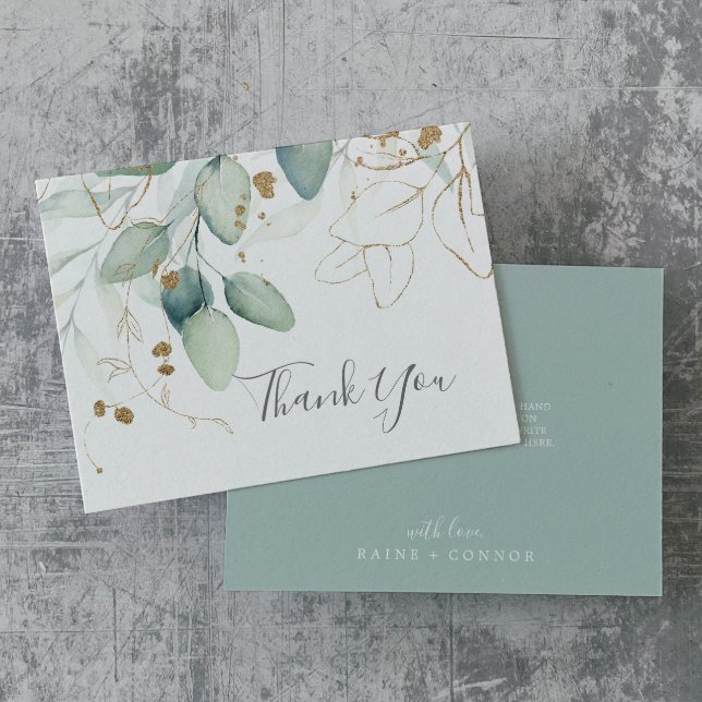 Airy Greenery und Gold Leaf Danke Karte (Von Creator hochgeladen)