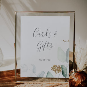 Airy Greenery und Gold Leaf Karten und Geschenksig Poster